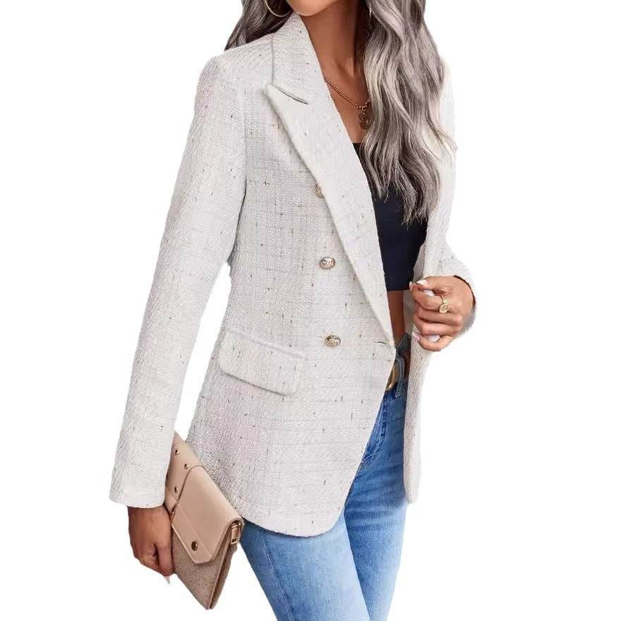 Women's Clothes Hot-selling Lapel Double Breasted Tweed Suit Jacket - MYLUXURY LANE ENTERPRISE