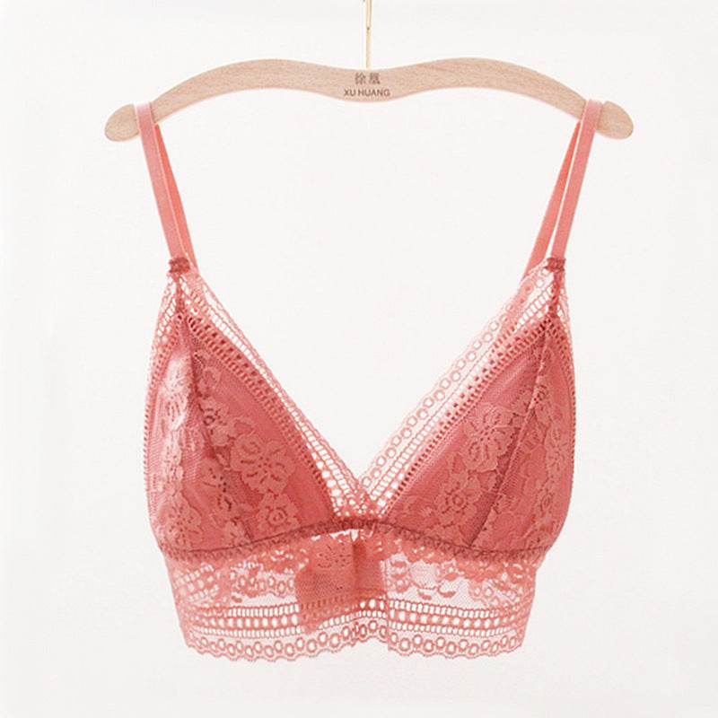 No Steel Ring Triangle Cup French Thin Small Breast Lace Thin Lace Breathable Bra - MYLUXURY LANE ENTERPRISE