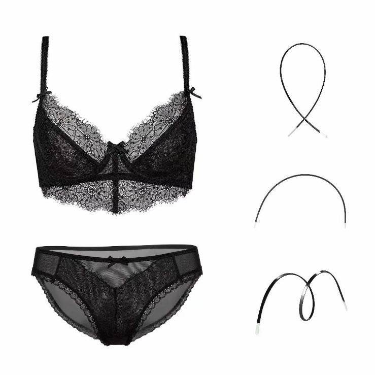 Fashion Transparent Women Bra And Panties Set Embroidery Lingerie Plus - MYLUXURY LANE ENTERPRISE