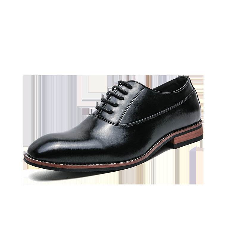 Men's Formal Leather Lace-up Rubber Sole Business Men's Shoes Gentleman - MYLUXURY LANE ENTERPRISE