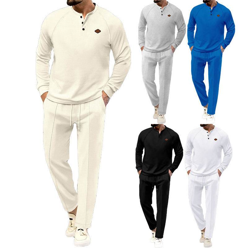 Men's Solid Color Long Sleeve Trousers Suit - MYLUXURY LANE ENTERPRISE