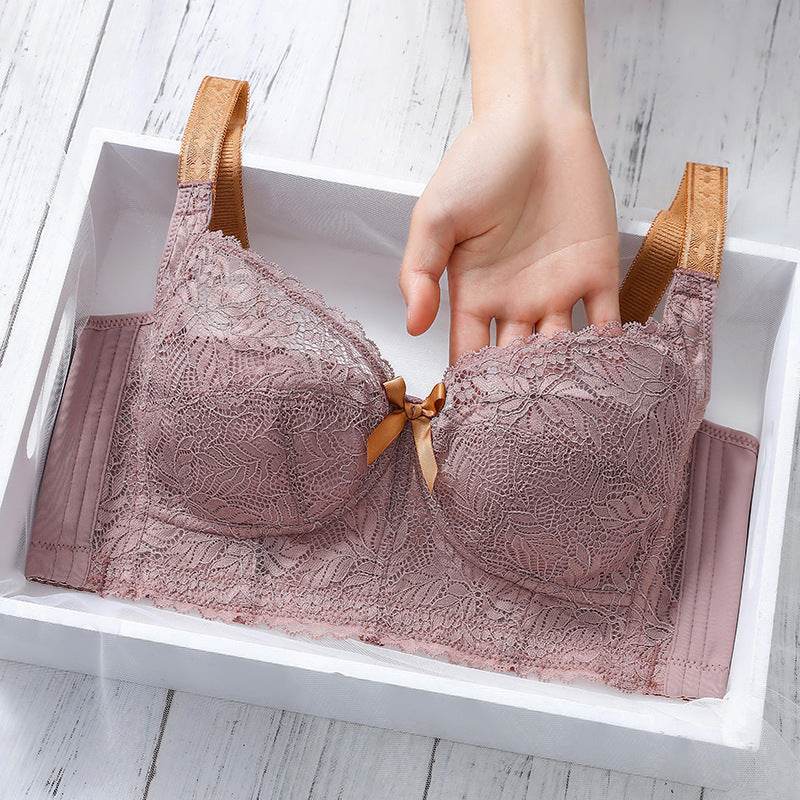 Plus Size Thin Adjustable Bra Sexy Lace Vest-style Chest Reduction Bra Without Steel Ring - MYLUXURY LANE ENTERPRISE
