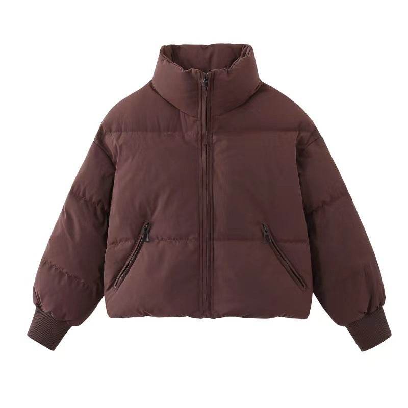 Fashion Ins Style Bread Coat Women's Solid Color Stand Collar Loose Warm Down Jacket Winter Slim Casual Short Coat - MYLUXURY LANE ENTERPRISE