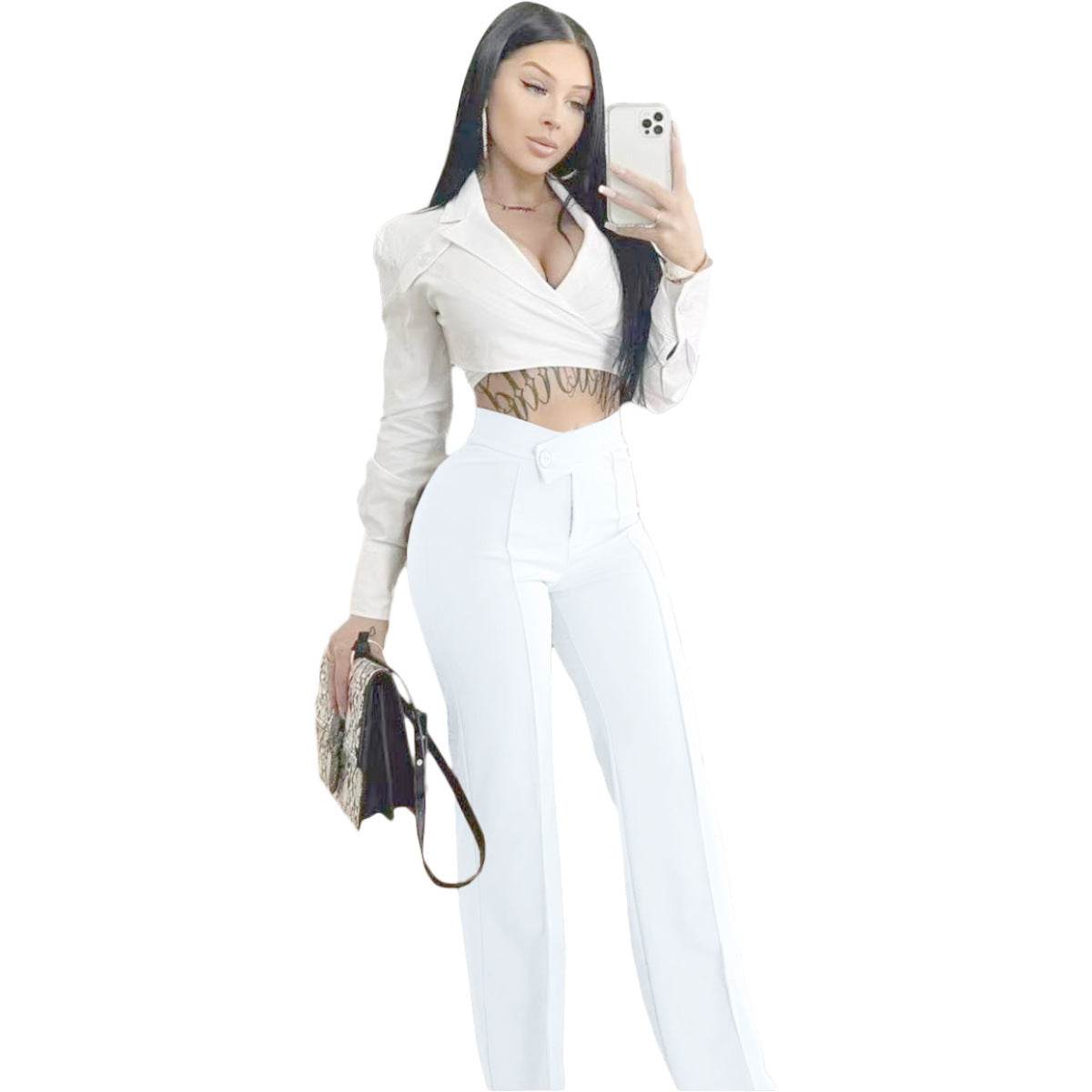 New Women's Clothing Hot Girl Temperament Slimming White High-waist Straight-leg Pants - MYLUXURY LANE ENTERPRISE