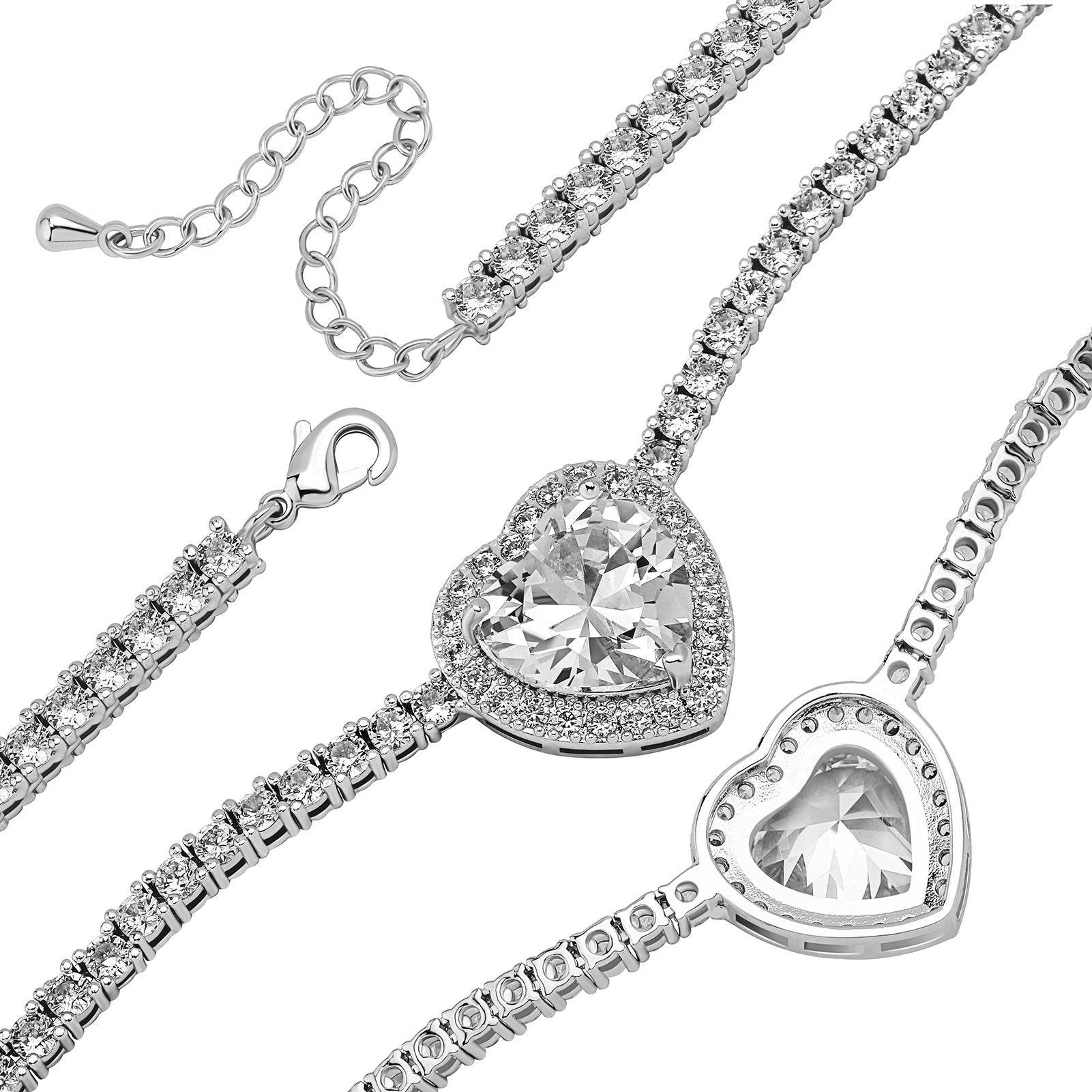 Trendy Heart-shaped Gem Pendant 3mm Micro Zircon-laid Necklace - MYLUXURY LANE ENTERPRISE