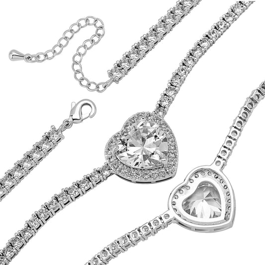 Trendy Heart-shaped Gem Pendant 3mm Micro Zircon-laid Necklace - MYLUXURY LANE ENTERPRISE