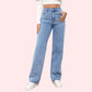 Women's Fashionable Washed High Waist Straight Jeans - MYLUXURY LANE ENTERPRISE