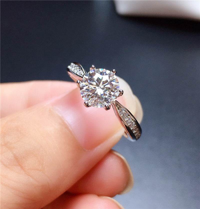 Moissanite Sterling Silver 18K White Gold Plated Ring - MYLUXURY LANE ENTERPRISE