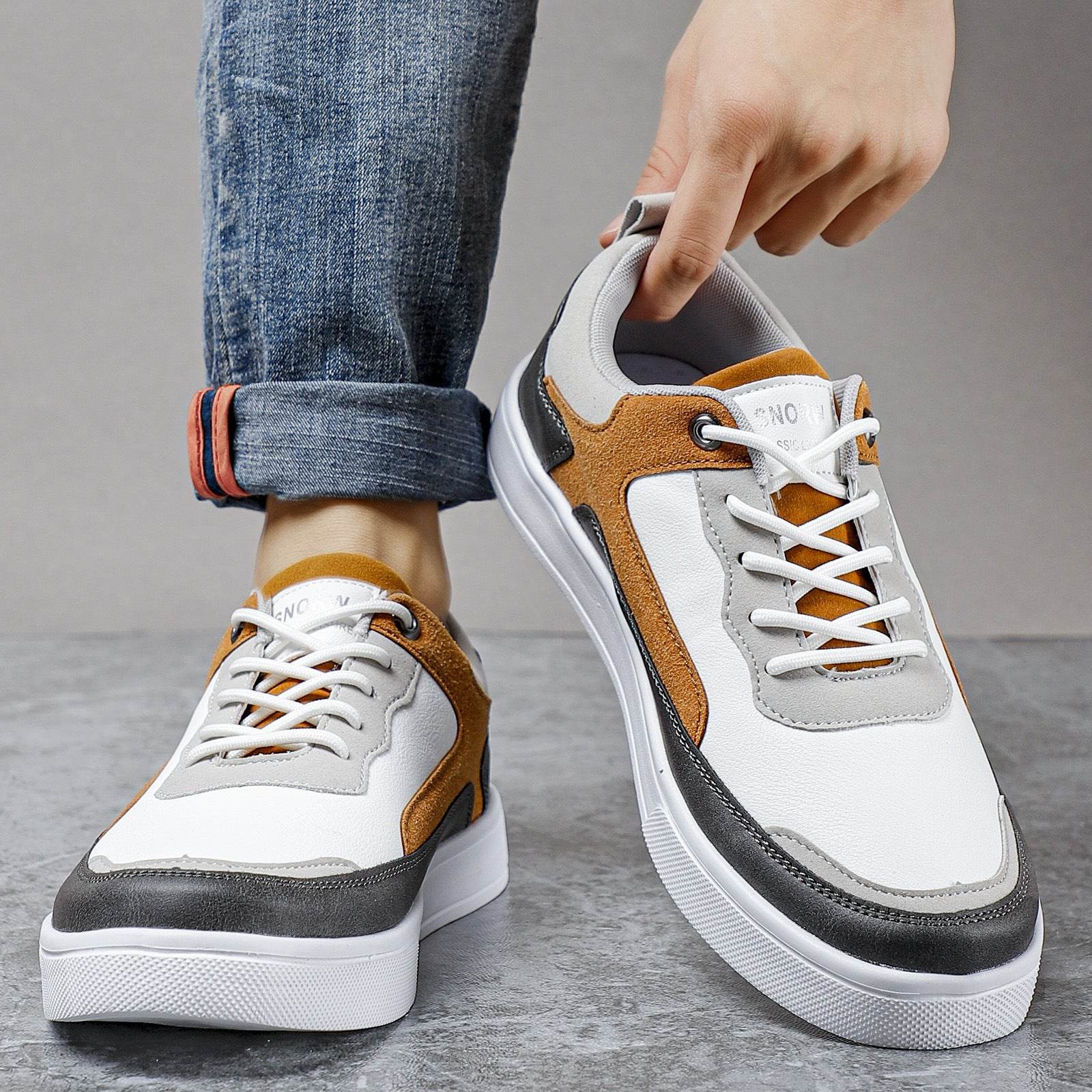 Men's Stylish And Lightweight Leather Surface Color Matching Casual Shoes - MYLUXURY LANE ENTERPRISE