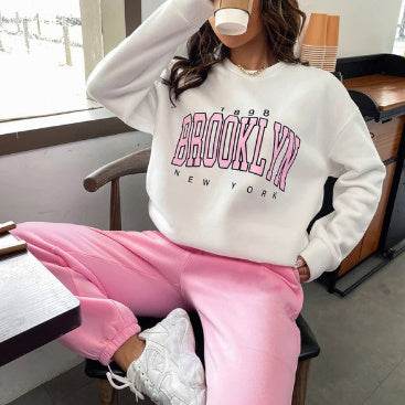 Women's Sweater Suit Hoodie Two-piece Pullover Letter Print 1898 New York Brooklyn - MYLUXURY LANE ENTERPRISE