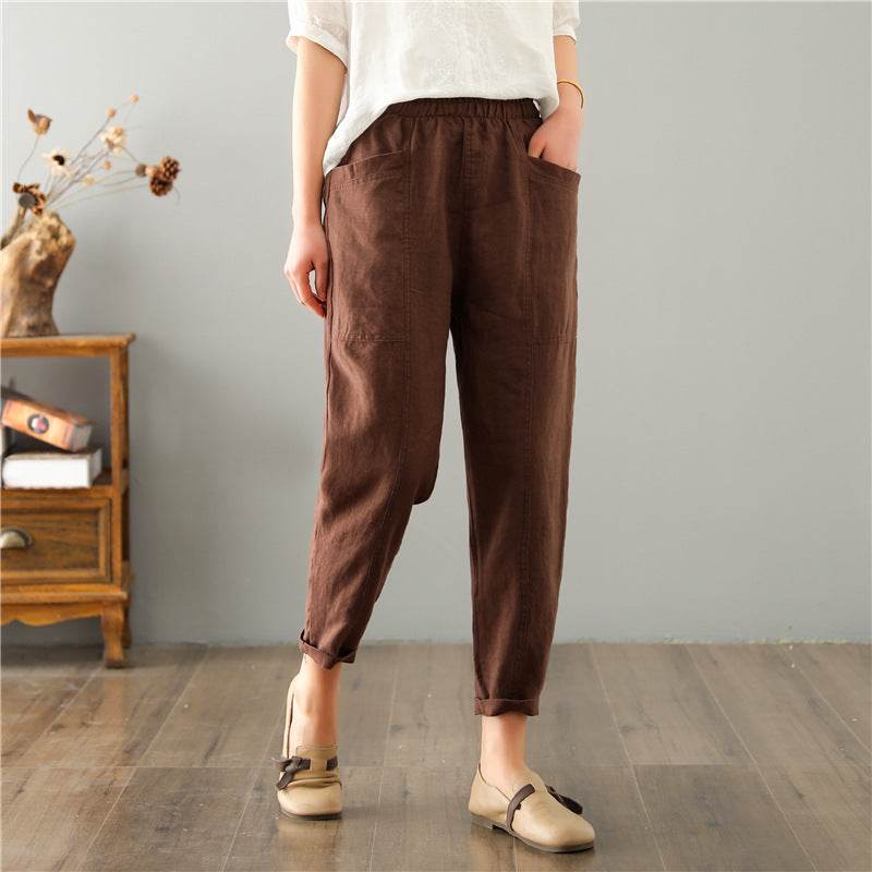 Women's Linen Leisure High Waist Loose Casual Pants - MYLUXURY LANE ENTERPRISE
