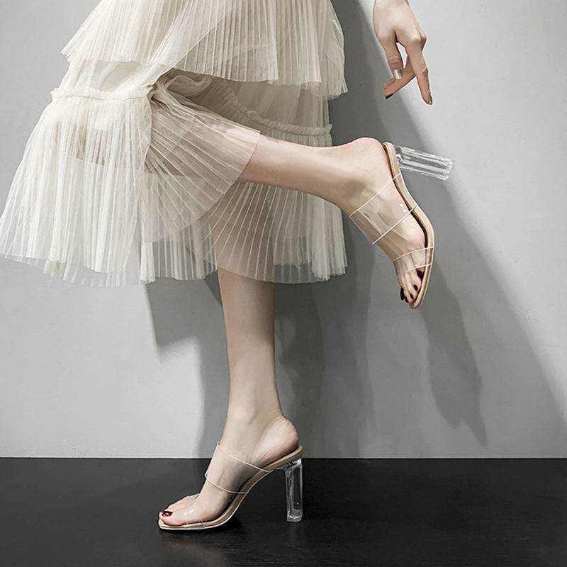 Sheepskin Transparent High Heels Women Sandals Summer - MYLUXURY LANE ENTERPRISE