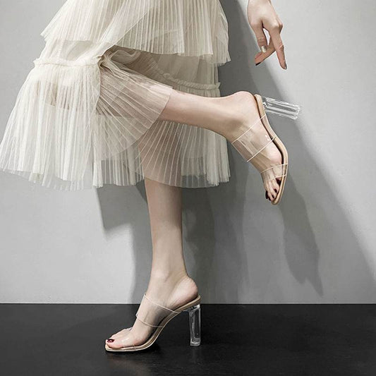 Sheepskin Transparent High Heels Women Sandals Summer - MYLUXURY LANE ENTERPRISE