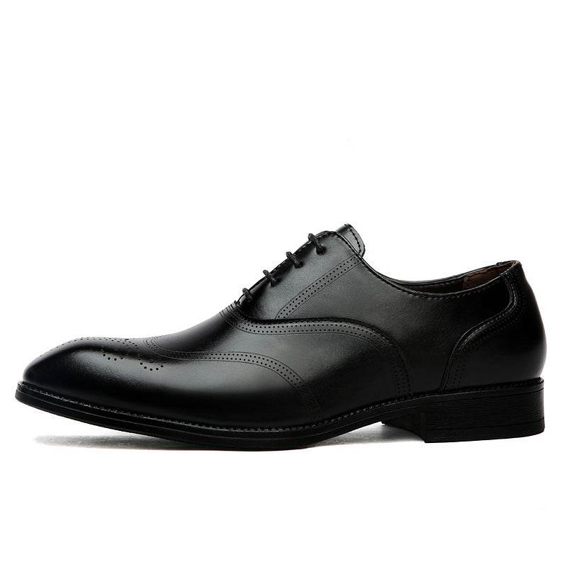 Formal Leather Shoes British Men Brogue Pointed-toe Lace - MYLUXURY LANE ENTERPRISE