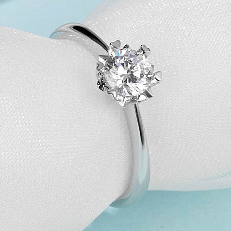 Moissanite Ring Straight Arm Snowflake 50 Points Simple And Sweet - MYLUXURY LANE ENTERPRISE