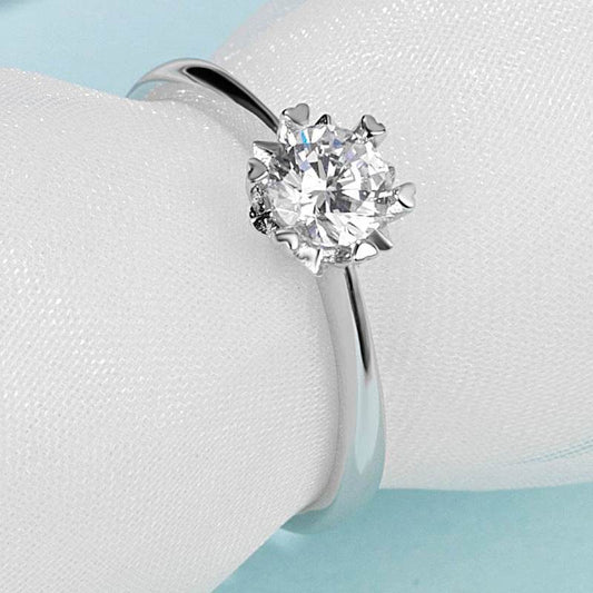 Moissanite Ring Straight Arm Snowflake 50 Points Simple And Sweet - MYLUXURY LANE ENTERPRISE