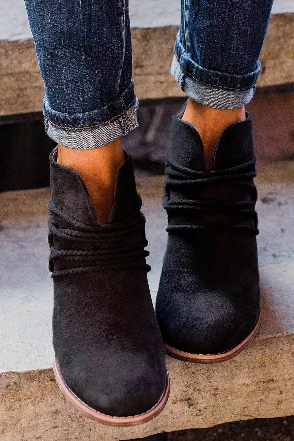 Mid Heel Boots Women's Chunky Heel Martin Boots - MYLUXURY LANE ENTERPRISE