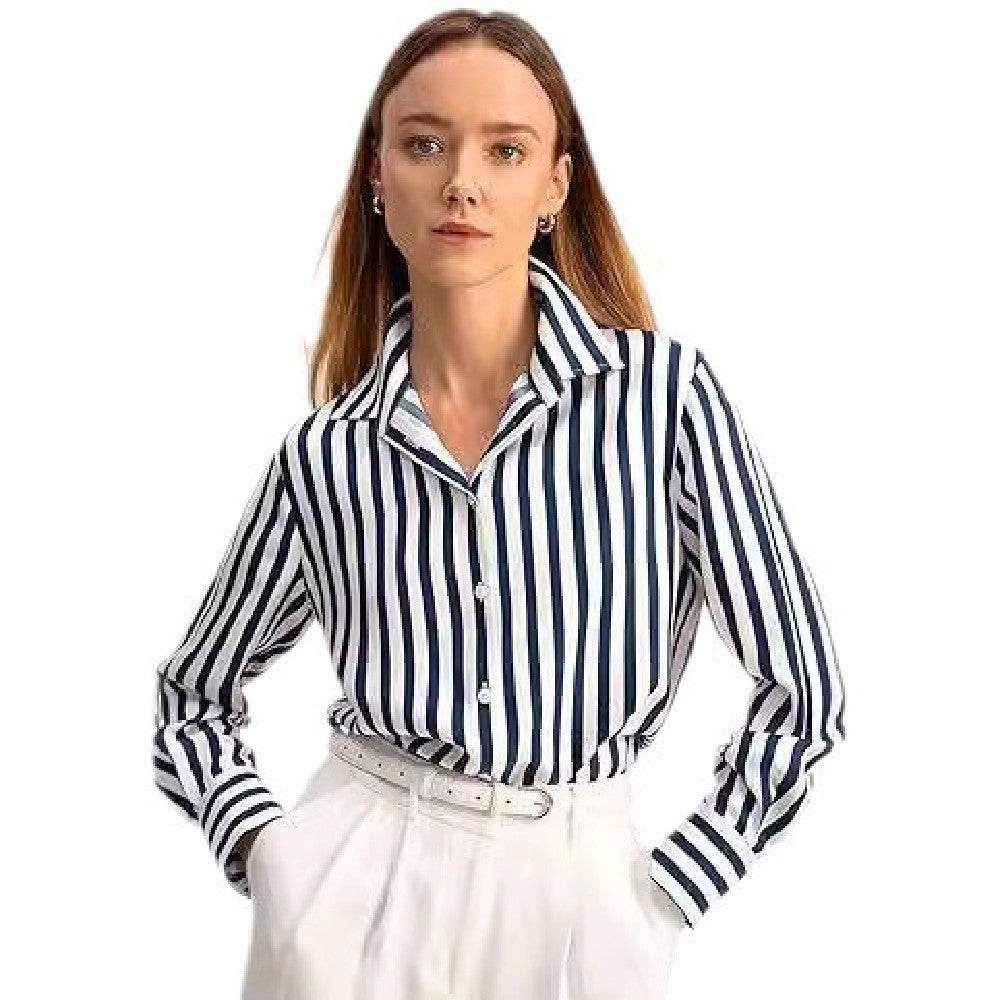 Fashionable Simple Striped Shirt Top For Women - MYLUXURY LANE ENTERPRISE