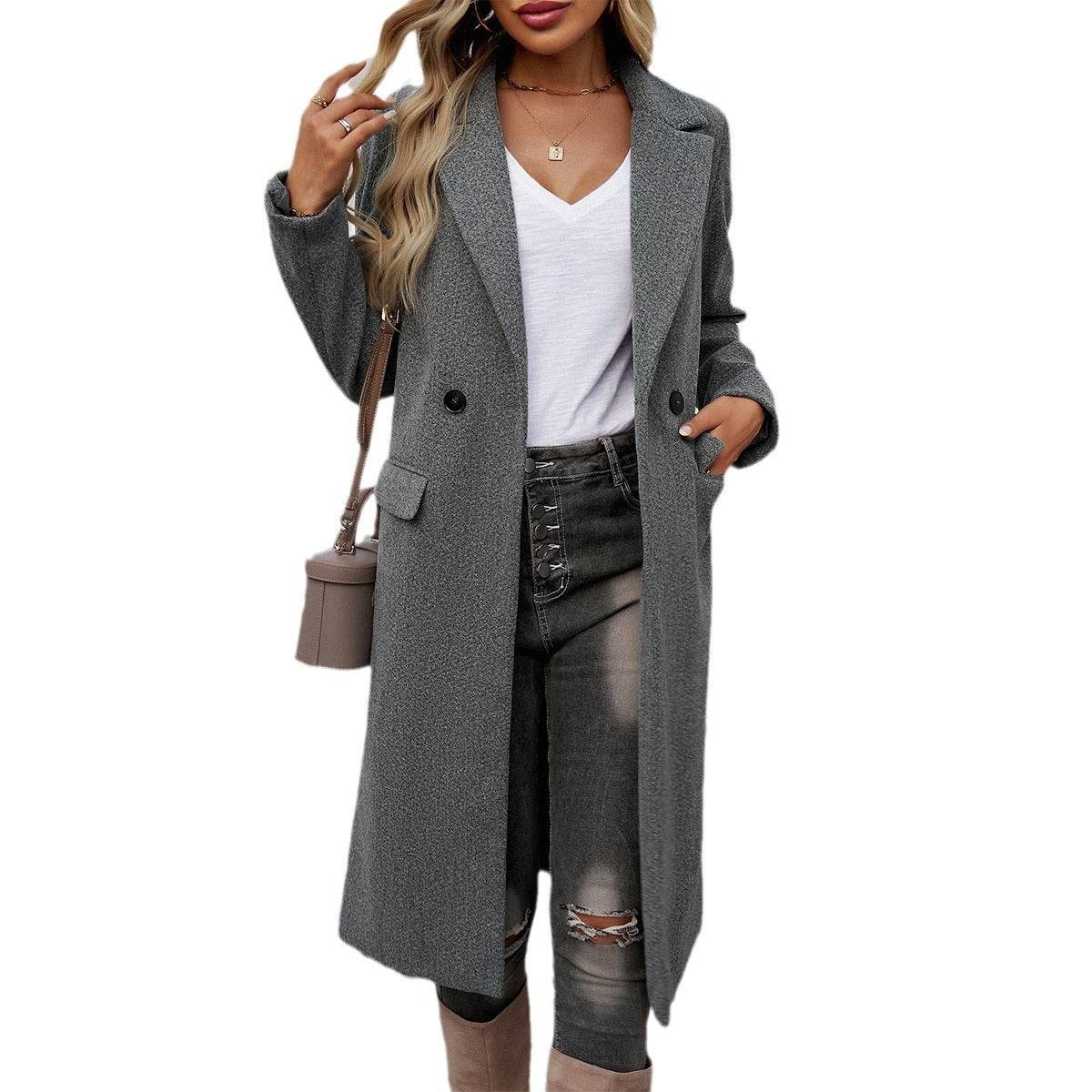 Lady Temperament Commuting Turn-down Collar Coat - MYLUXURY LANE ENTERPRISE