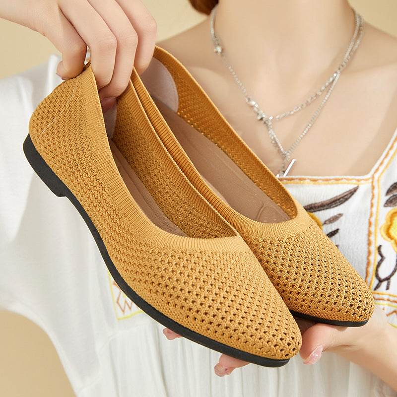 Solid Color Pointed Toe Flat Bottom Flat Heel Soft Bottom Pumps - MYLUXURY LANE ENTERPRISE