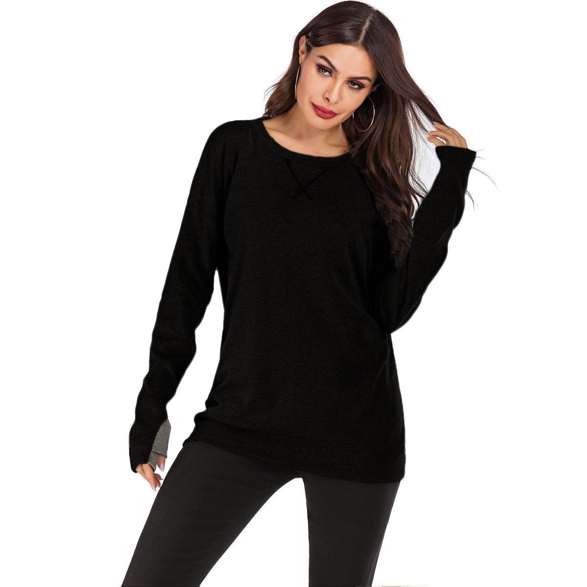Women's Fashion Pullover Round Neck Long Sleeve - MYLUXURY LANE ENTERPRISE