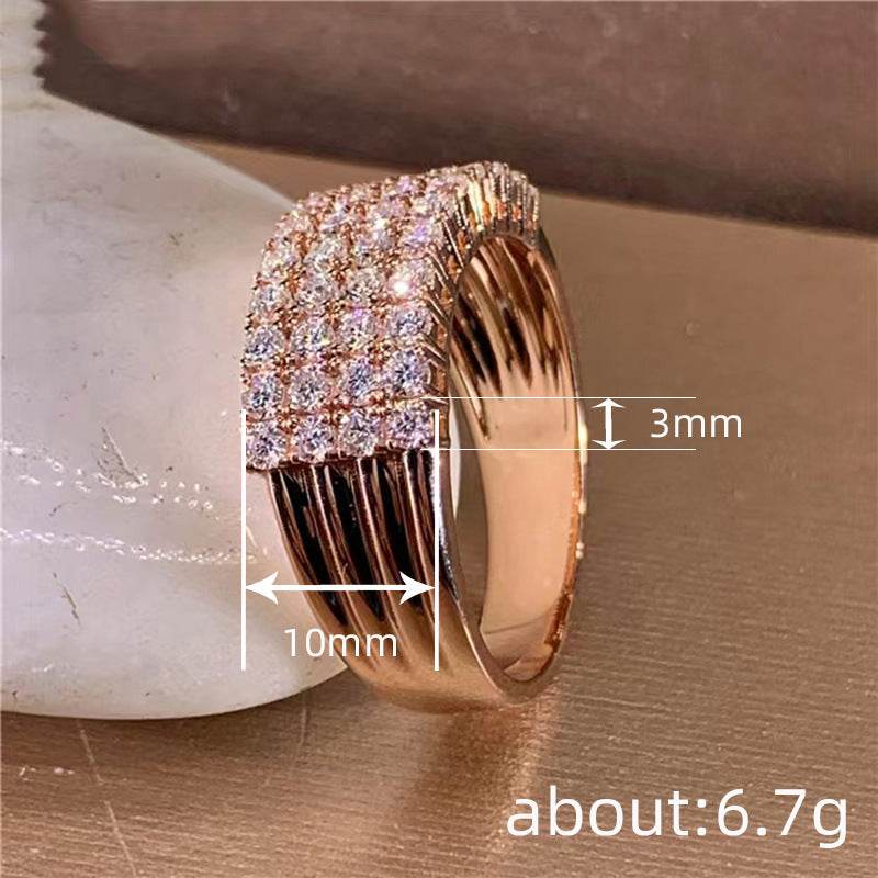 Inlaid Zircon Female Shiny Ring Geometry - MYLUXURY LANE ENTERPRISE