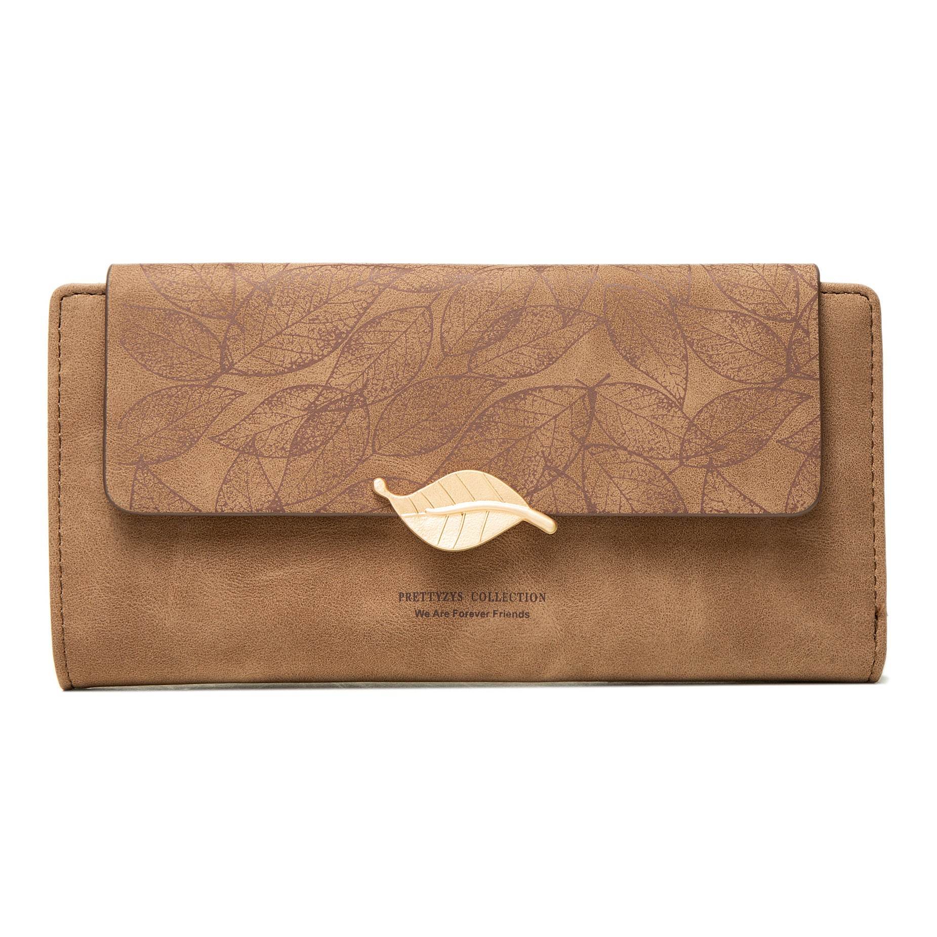 European And American Antique Frosted Leaf Buckle Long Handbag - MYLUXURY LANE ENTERPRISE
