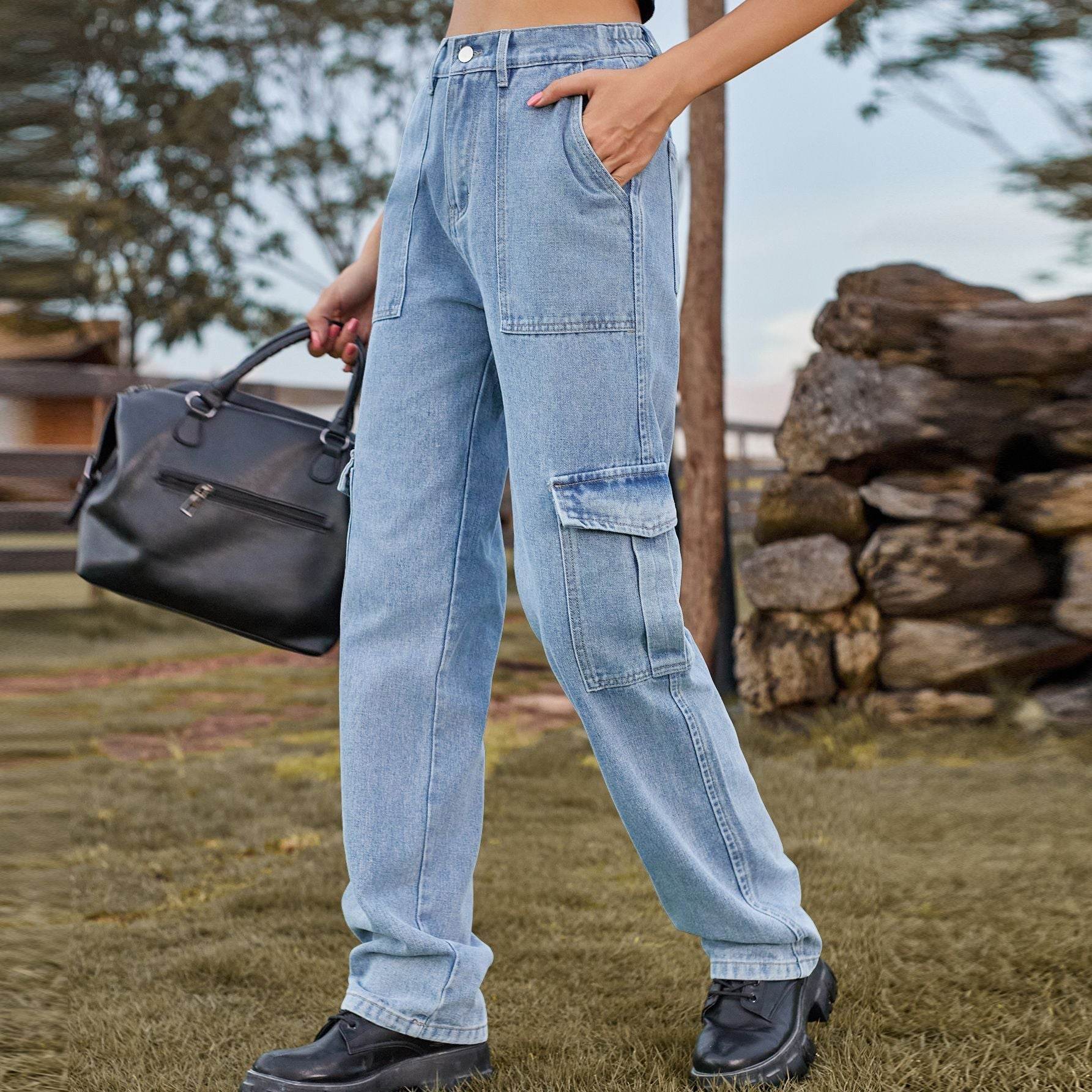 Retro Washed Half Elastic Design Jeans For Women - MYLUXURY LANE ENTERPRISE