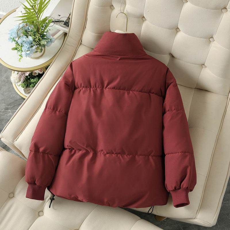 Fashion Ins Style Bread Coat Women's Solid Color Stand Collar Loose Warm Down Jacket Winter Slim Casual Short Coat - MYLUXURY LANE ENTERPRISE