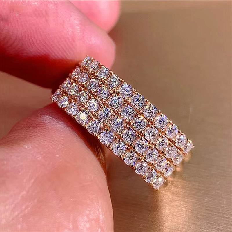Inlaid Zircon Female Shiny Ring Geometry - MYLUXURY LANE ENTERPRISE