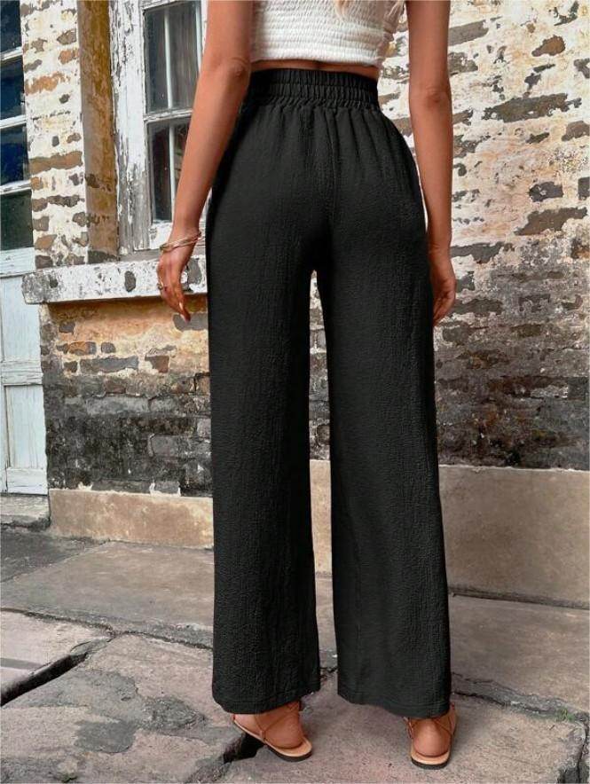 Casual Elastic High Waist Loose Trousers - MYLUXURY LANE ENTERPRISE
