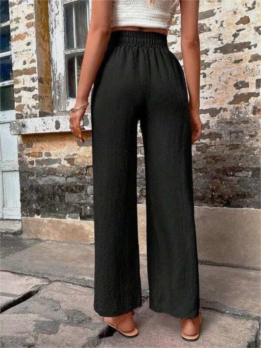 Casual Elastic High Waist Loose Trousers - MYLUXURY LANE ENTERPRISE