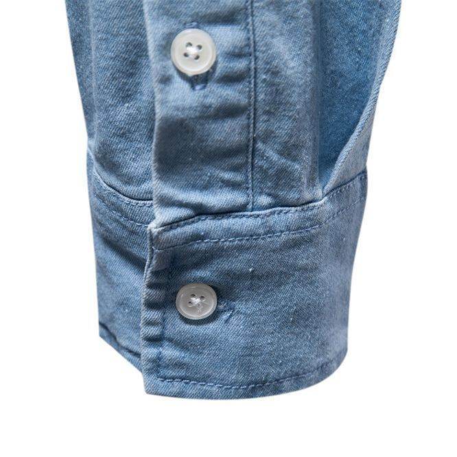 Men's Fashion Casual Denim Long Sleeve Shirt - MYLUXURY LANE ENTERPRISE