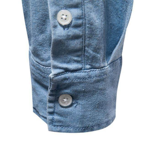 Men's Fashion Casual Denim Long Sleeve Shirt - MYLUXURY LANE ENTERPRISE