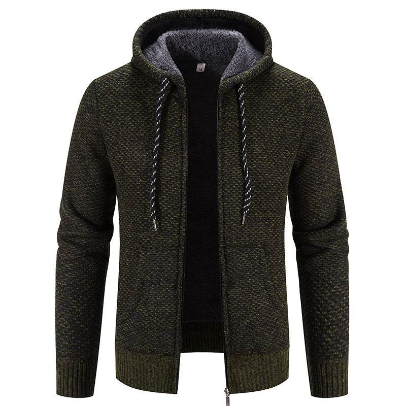 Winter Coat Zipper Closure Solid Color Long Sleeves Drawstring With Hat Keep Warm Casual Thicken Plush Sweater Coat For Daily - MYLUXURY LANE ENTERPRISE