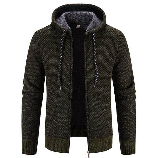 Winter Coat Zipper Closure Solid Color Long Sleeves Drawstring With Hat Keep Warm Casual Thicken Plush Sweater Coat For Daily - MYLUXURY LANE ENTERPRISE