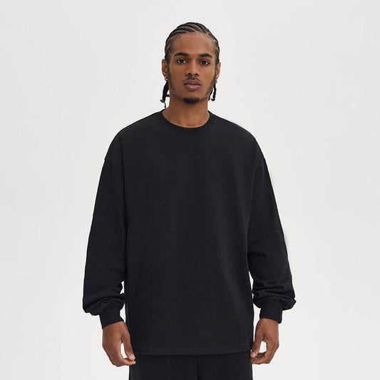 280g Solid Color Heavy Cotton Loose Basic Style Bottoming Long Sleeve T-shirt - MYLUXURY LANE ENTERPRISE