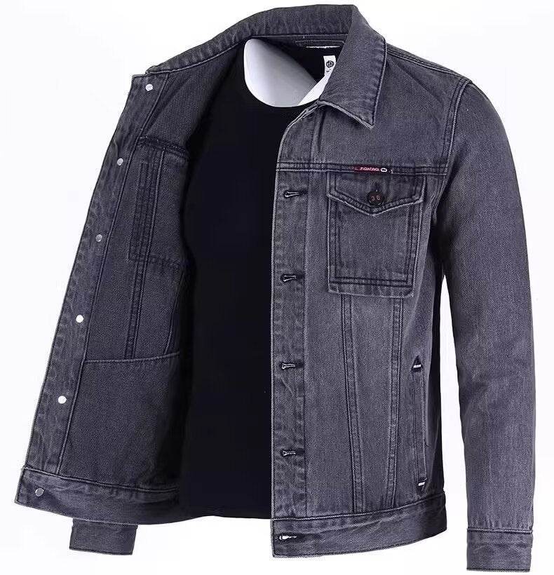 Men's Loose-fitting Workwear Jacket Lapel Denim Jacket - MYLUXURY LANE ENTERPRISE