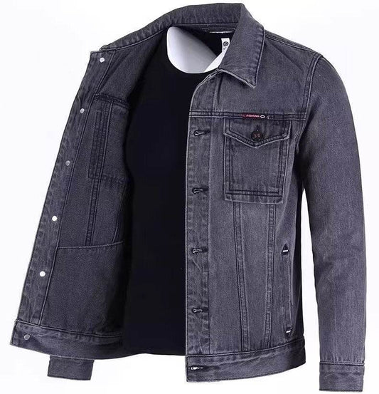 Men's Loose-fitting Workwear Jacket Lapel Denim Jacket - MYLUXURY LANE ENTERPRISE