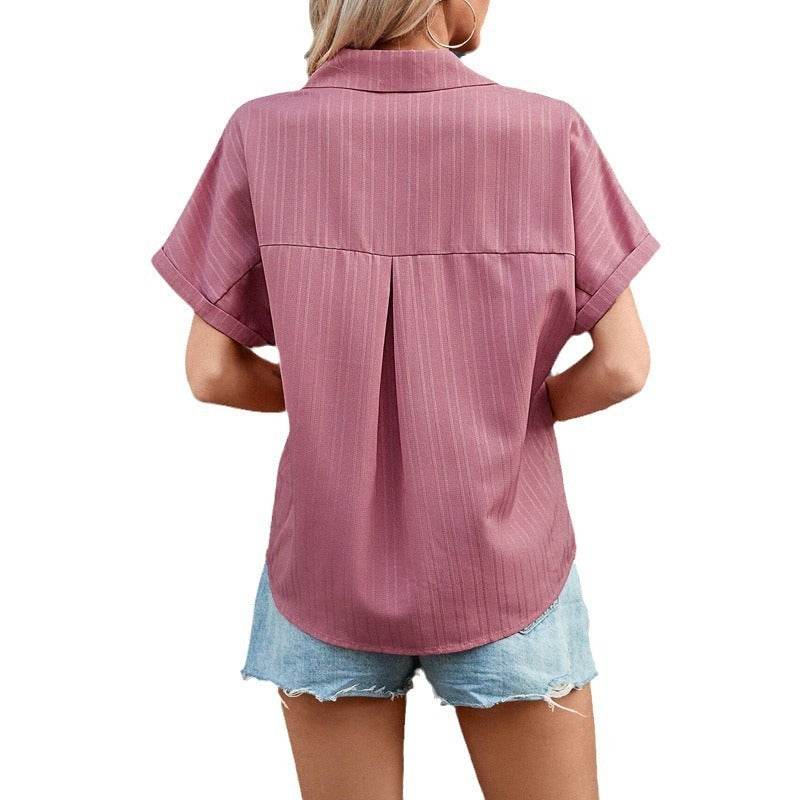 European And American Lapel Button Casual Pocket Loose Women's Tops - MYLUXURY LANE ENTERPRISE