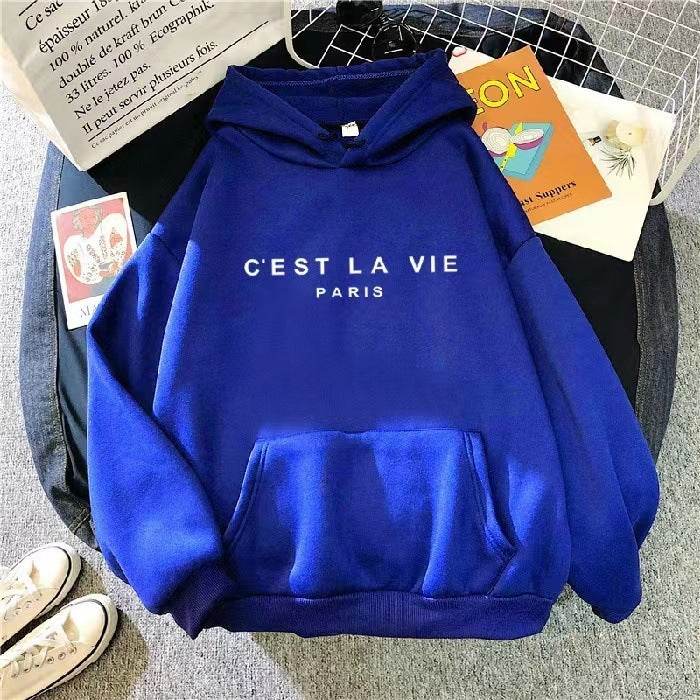 Loose Hooded Sweater Student Hoodie With Letter Print Sports Tops - MYLUXURY LANE ENTERPRISE