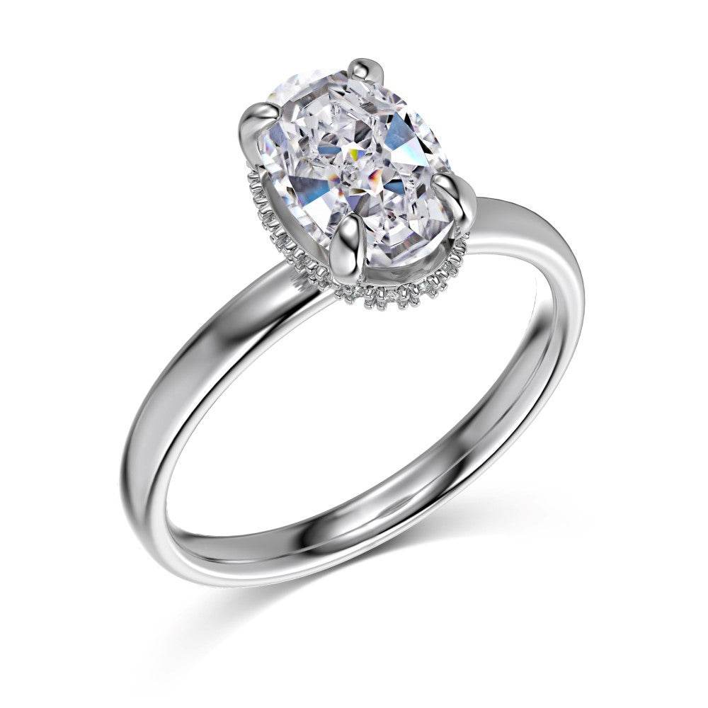 Oval 8A Ice Flower Cut Round Round Zirconium Inlaid Glossy Design Minority Fashion High-grade S925 Sterling Silver Ring - MYLUXURY LANE ENTERPRISE