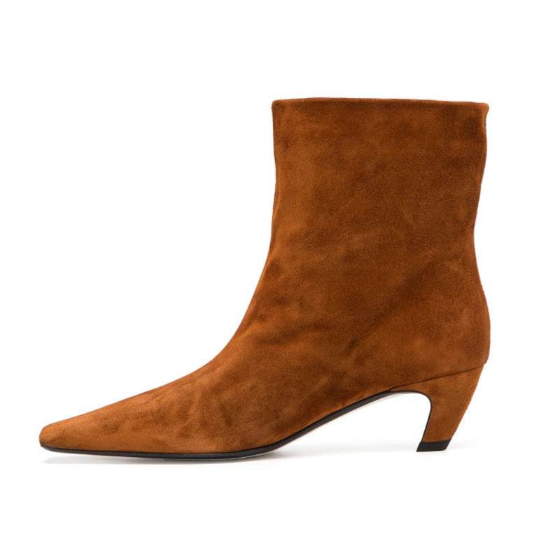 Women's Square Head Solid Color All-matching Chunky Heel Short Boots - MYLUXURY LANE ENTERPRISE