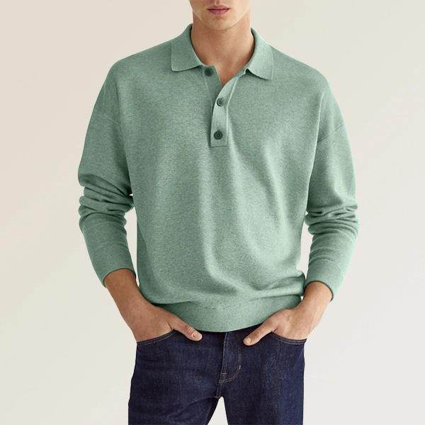 New Autumn Long Sleeve V-neck Buttons Men's Casual Jacket Polo Shirt - MYLUXURY LANE ENTERPRISE