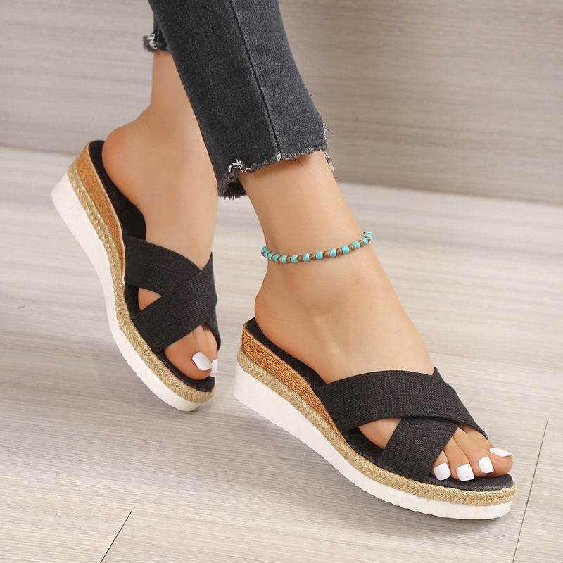 Summer Shoes Women Hemp Wedge Sandals Platform Slippers - MYLUXURY LANE ENTERPRISE
