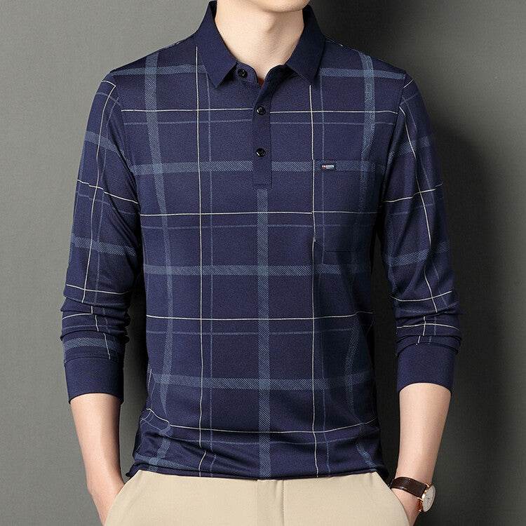 Autumn Long-sleeved T-shirt Men's Casual Striped Polo Shirt - MYLUXURY LANE ENTERPRISE