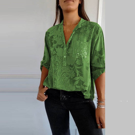 European And American Women's Clothing Fashion Elegant Printed Shirt Top - MYLUXURY LANE ENTERPRISE