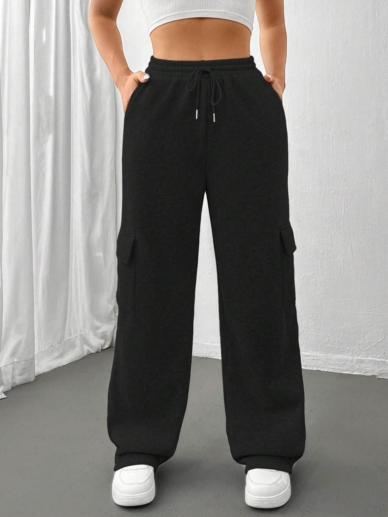 All-matching Solid Color Straight Wide Leg Sweatpants - MYLUXURY LANE ENTERPRISE