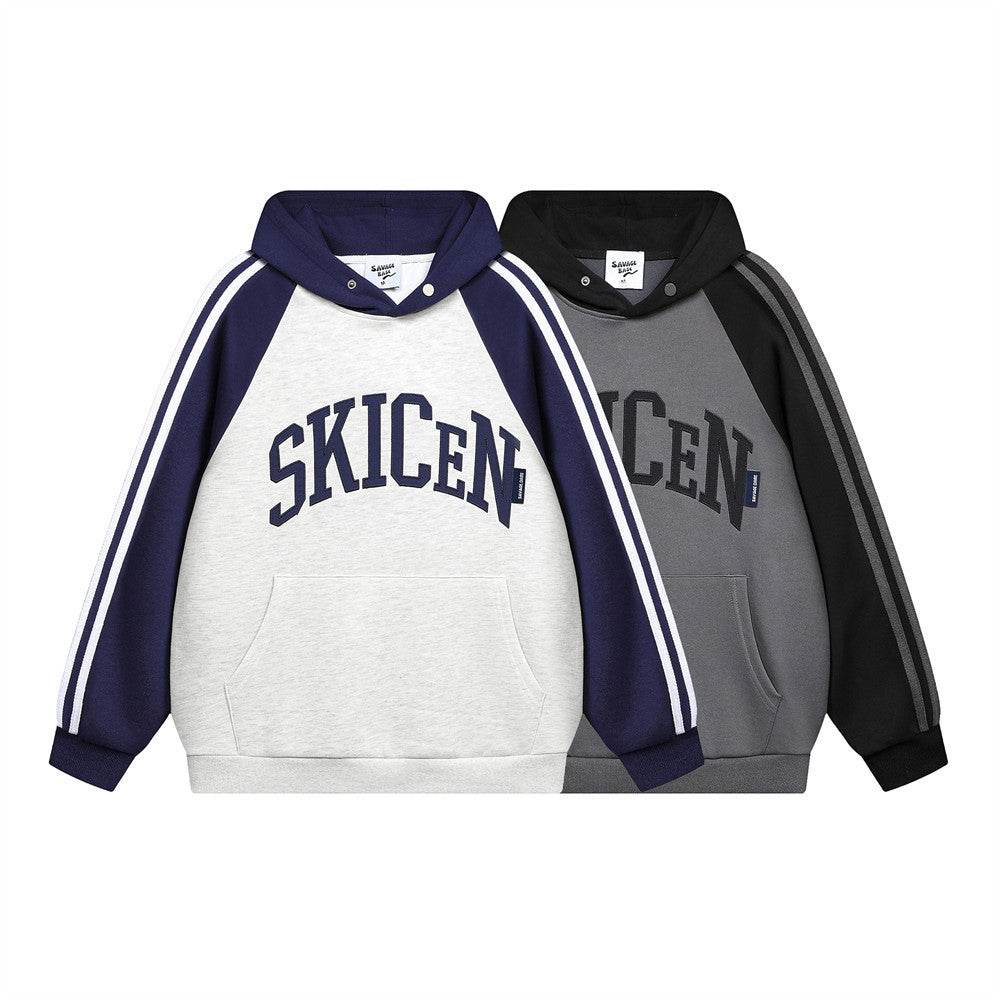 Stitching Contrast Color Hooded Loose Sweater Men - MYLUXURY LANE ENTERPRISE