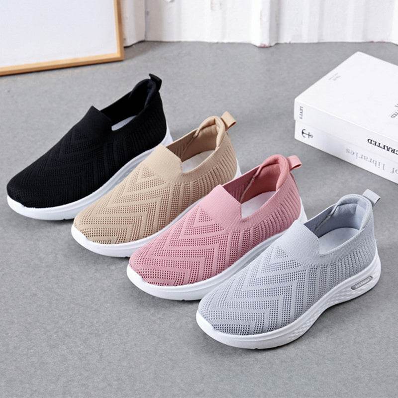 Casual Mesh Shoes Sock Slip On Flat Shoes For Women Sneakers Casual Soft Sole Walking Sports Shoe - MYLUXURY LANE ENTERPRISE
